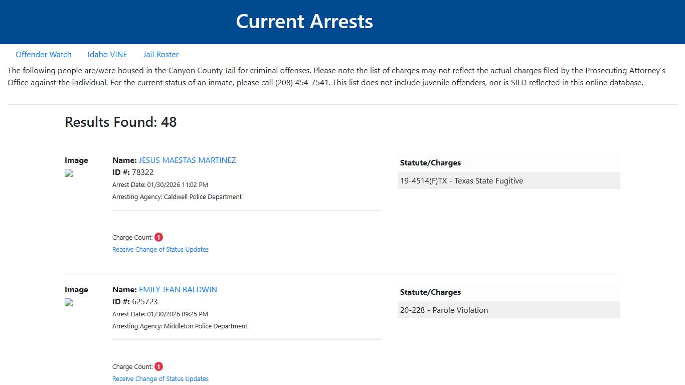 Current Arrests